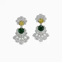 Tsavorite and Fancy Vivid Yellow Diamond Earrings | Dubai 🇦🇪