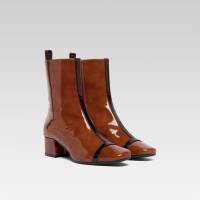 Audrey Caramel and brown patent leather ankle boots | Paris 🇫🇷