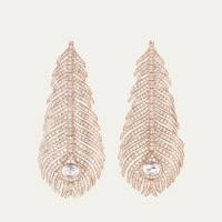 BOUCHERON Plume de Paon Diamond Pendant Earrings in Pink Gold | NY 🇺🇸