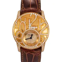 Ladies Chopard Boutique Model 35MM 4184 6.78ct Pave Diamond 18K Yellow Gold | Houston 🇺🇸