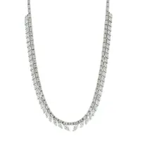 18K White Gold 23.68ct Baguette Marquee Diamond Tennis Graduated Necklace | Houston 🇺🇸