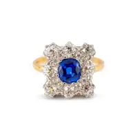 Antique Platinum 18K Gold Gia Royal Blue Kashmir Sapphire Diamond Cocktail Ring | Houston 🇺🇸