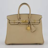 2017 HERMÈS BIRKIN 25 RETOURNE BAG IN TRENCH SWIFT LEATHER WITH GOLD HARDWARE | London 🇬🇧