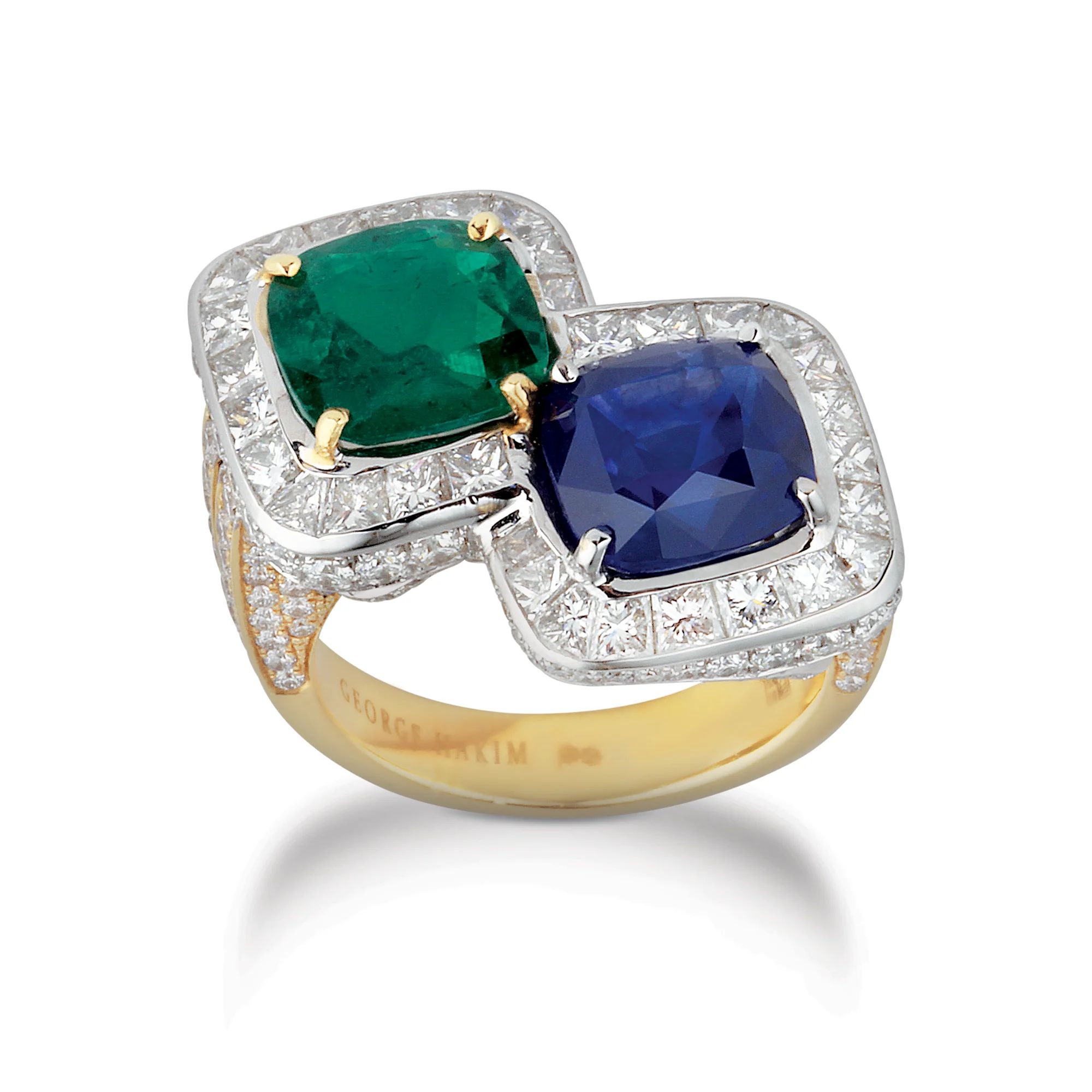 George Hakim High Jewellery ring set with emeralds, sapphires, and diamonds | Beirut 🇱🇧