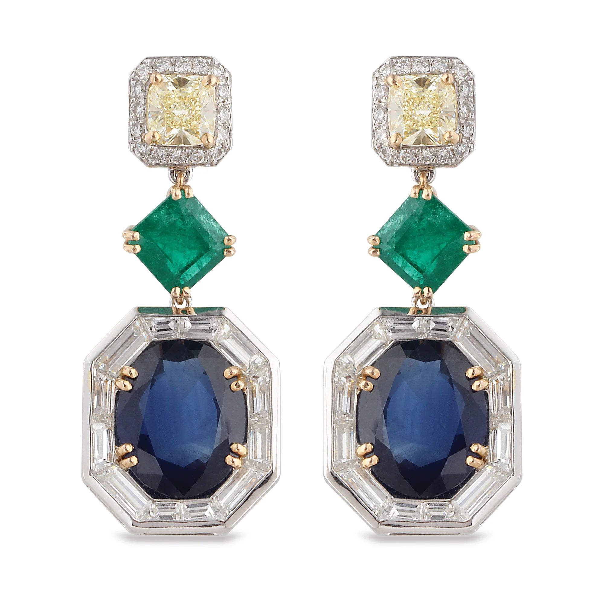 George Hakim High Jewellery earrings set with sapphires, emeralds, and diamonds | Beirut 🇱🇧