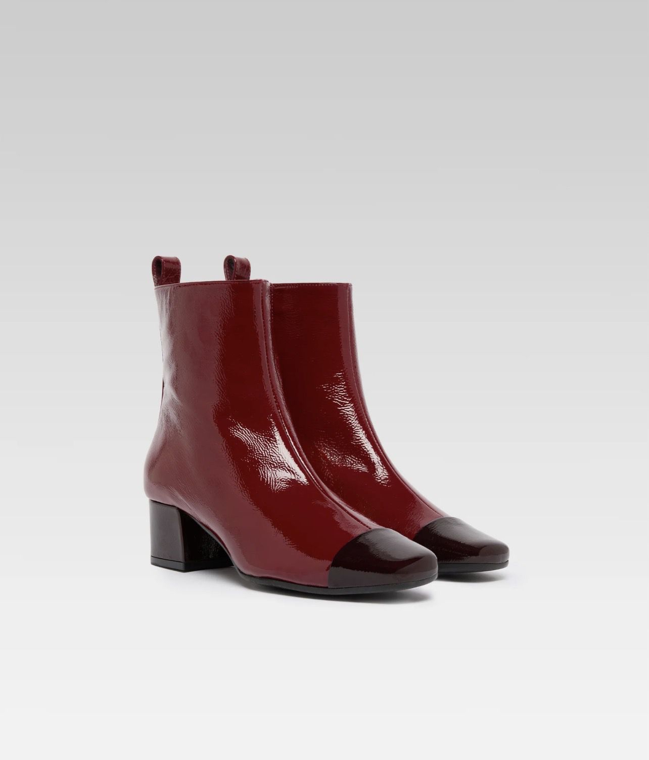 Estime  Two-tone burgundy patent leather ankle boots | Paris 🇫🇷
