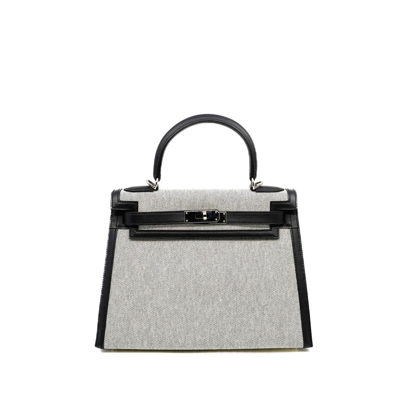 HERMÈS  KELLY 28 IN SWIFT BLACK/FABRIC WHITE Z STAMP | Sydney 🇦🇺